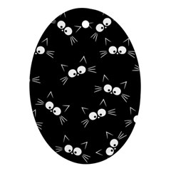 Cute Black Cat Pattern Ornament (oval) by Valentinaart