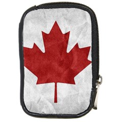 Canada Grunge Flag Compact Camera Leather Case by Valentinaart