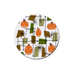 Halloween Mid Century Modern Rubber Round Coaster (4 Pack)  by KayCordingly