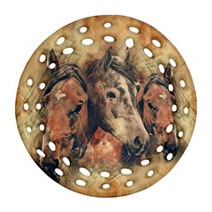 Head Horse Animal Vintage Ornament (round Filigree) by Simbadda