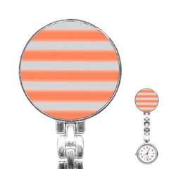 Bold Stripes Orange Pattern Stainless Steel Nurses Watch by BrightVibesDesign