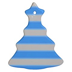 Bold Stripes Bright Blue Pattern Christmas Tree Ornament (two Sides) by BrightVibesDesign
