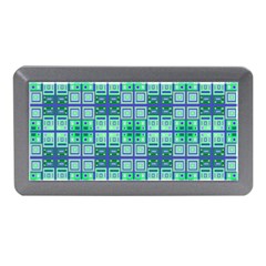 Mod Blue Green Square Pattern Memory Card Reader (mini) by BrightVibesDesign
