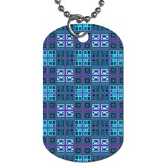 Mod Purple Green Turquoise Square Pattern Dog Tag (one Side)