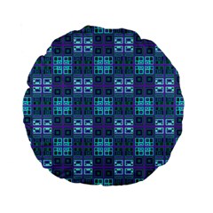 Mod Purple Green Turquoise Square Pattern Standard 15  Premium Flano Round Cushions