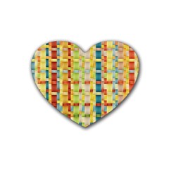 Woven Pattern Background Yellow Heart Coaster (4 Pack)  by Simbadda