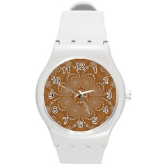 Fractal Pattern Decoration Abstract Round Plastic Sport Watch (m) by Simbadda