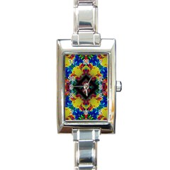 Kaleidoscope Art Pattern Ornament Rectangle Italian Charm Watch by Celenk