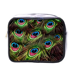 Peacock Feathers Color Plumage Mini Toiletries Bag (one Side) by Celenk