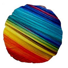 Rainbow Large 18  Premium Flano Round Cushions by NSGLOBALDESIGNS2
