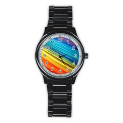 Rainbow Stainless Steel Round Watch by NSGLOBALDESIGNS2