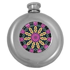 Abstract Art Abstract Background Round Hip Flask (5 Oz)