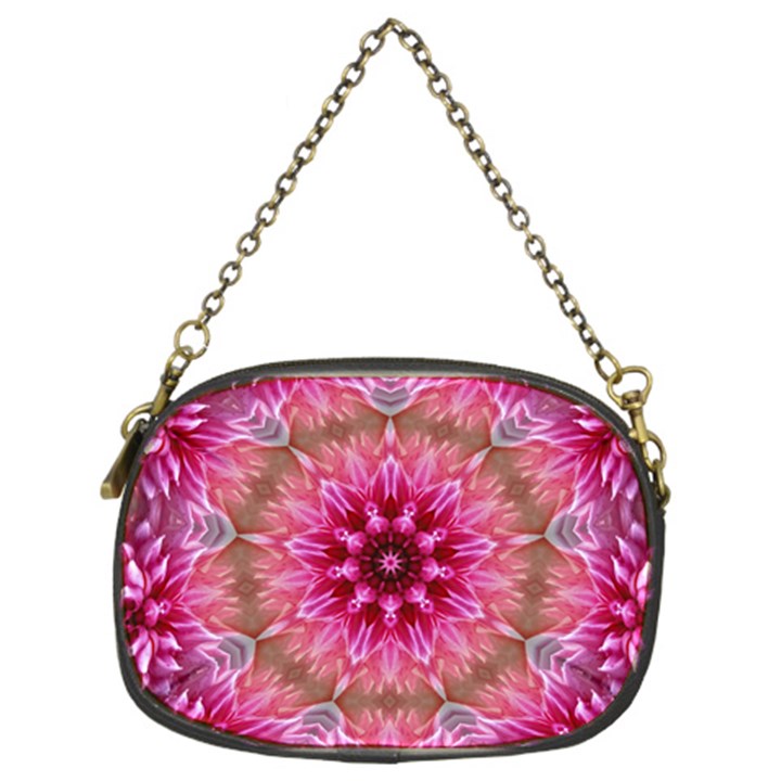 Flower Mandala Art Pink Abstract Chain Purse (Two Sides)