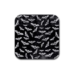 Vintage Halloween Bat Pattern Rubber Square Coaster (4 Pack)  by Valentinaart
