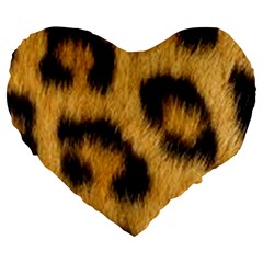 Animal Print Leopard Large 19  Premium Flano Heart Shape Cushions by NSGLOBALDESIGNS2
