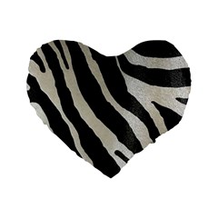 Zebra Print Standard 16  Premium Flano Heart Shape Cushions by NSGLOBALDESIGNS2