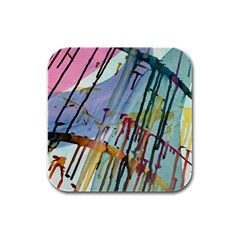 Chaos In Colour  Rubber Square Coaster (4 Pack)  by ArtByAng