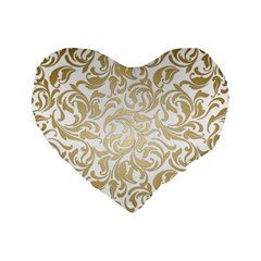 Gold Vintage Rococo Model Patern Standard 16  Premium Heart Shape Cushions by Nexatart
