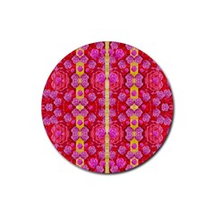 Roses And Butterflies On Ribbons As A Gift Of Love Rubber Coaster (round)  by pepitasart