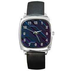 Glass Scifi Violet Ultraviolet Square Metal Watch by Sapixe