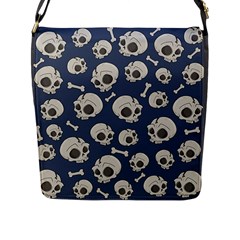 Halloween Skull Pattern Flap Closure Messenger Bag (l) by Valentinaart