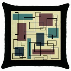 Mid Century Modern Rectangles Throw Pillow Case (black) by KayCordingly