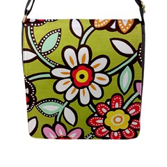 Flowers Fabrics Floral Design Flap Closure Messenger Bag (l) by Sapixe