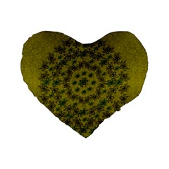 Flower Wreath In The Green Soft Yellow Nature Standard 16  Premium Flano Heart Shape Cushions by pepitasart