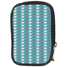 Swan Herd Houndstooth Pattern  Compact Camera Leather Case by emilyzragz