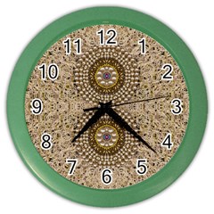 Moon Shine Over The Wood In The Night Of Glimmering Pearl Stars Color Wall Clock by pepitasart