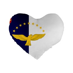 Flag Of Azores Standard 16  Premium Flano Heart Shape Cushions by abbeyz71