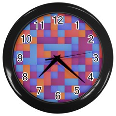 Squares Background Geometric Modern Wall Clock (black) by Sapixe