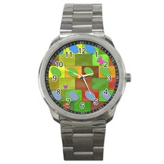 Easter Egg Happy Easter Colorful Sport Metal Watch by Sapixe
