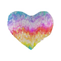 Rainbow Pontilism Background Standard 16  Premium Flano Heart Shape Cushions