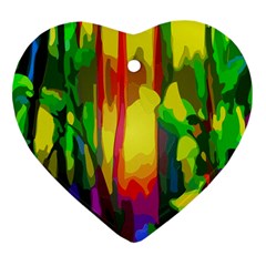 Abstract Vibrant Colour Botany Ornament (heart) by Sapixe