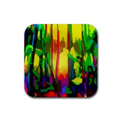 Abstract Vibrant Colour Botany Rubber Coaster (square) 
