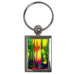 Abstract Vibrant Colour Botany Key Chains (rectangle) 