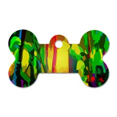 Abstract Vibrant Colour Botany Dog Tag Bone (two Sides)