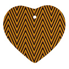 Chevron Brown Retro Vintage Ornament (heart) by Sapixe