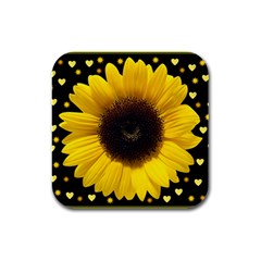 Flowers Hearts Heart Rubber Square Coaster (4 Pack) 
