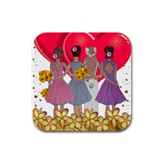 Girl Power Rubber Square Coaster (4 Pack) 