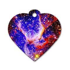 Galaxy Nebula Stars Space Universe Dog Tag Heart (two Sides) by Sapixe