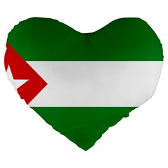 Flag Of Andalucista Youth Wing Of Andalusian Party Large 19  Premium Flano Heart Shape Cushions by abbeyz71
