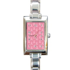 Pink Ribbon - Breast Cancer Awareness Month Rectangle Italian Charm Watch by Valentinaart