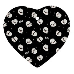 Cute Kawaii Ghost Pattern Heart Ornament (two Sides) by Valentinaart