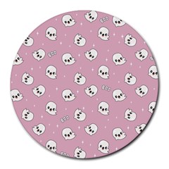 Cute Kawaii Ghost Pattern Round Mousepads by Valentinaart