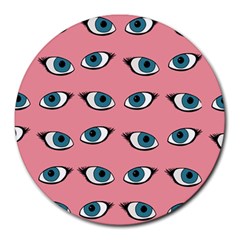 Blue Eyes Pattern Round Mousepads by Valentinaart