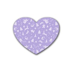 Christmas Pattern Rubber Coaster (heart)  by Valentinaart