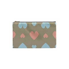 Hearts Heart Love Romantic Brown Cosmetic Bag (small) by Sapixe