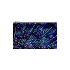 Peacock Feathers Color Plumage Blue Cosmetic Bag (small) by Sapixe